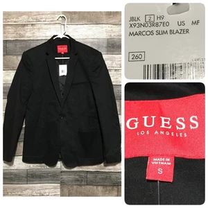 Chaqueta Blazer Guess Marcos Slim Para Hombre’s S Negra Un Botón Mezcla Algodón - Imagen 1 de 11