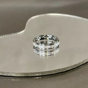 2Pcs Fashion Shiny Geometric Couple Ring Daily Versatile Black White Ring Gifts - Picture 1 of 6