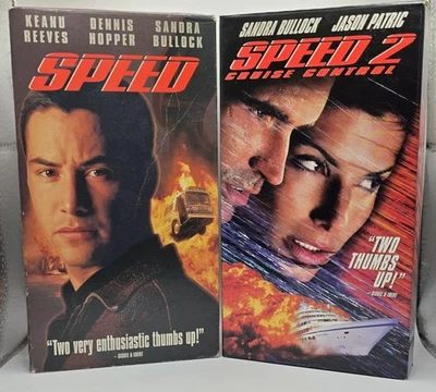 VHS 2 Tape Lot Speed and Speed 2 Cruise Control Keanu Reeves Sandra Bullock - Image 1 of 2