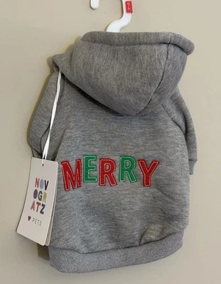 Chaqueta con Capucha Novogratz Perro XTRA PEQUEÑA GRIS Feliz - Ropa de Vacaciones. NUEVO CON ETIQUETAS Foto 1 de 4