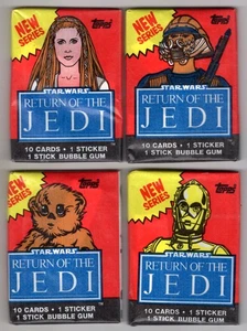 Set 4 Envolturas Diferentes RETORNO DEL JEDI 2º 1983 TOPPS Paquete de Cera ENVOLTURAS Tarjeta Adhesiva - Imagen 1 de 2