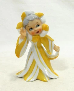 Vintage Acme China Yellow Striped Flower Fairy Figurine Anthropomorphic Japan - Picture 1 of 10