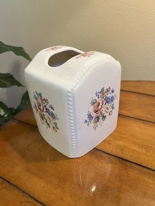 Vintage Tissue Box Cover Floreale Cottagecore VB Athena California Pottery made in USA - Foto 1 di 12
