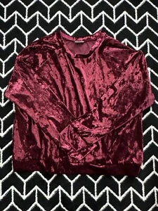 Three Bird Nest Burgundy Crushed Velvet Top Women's Large Whimsy Fairy Holiday - Picture 1 of 5
