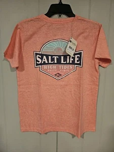 Salt Life High Tides Salty Vibes Womans T-Shirt Pink Size Large Live Salty NWT - Picture 1 of 4