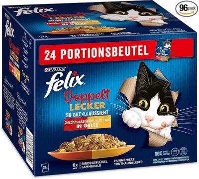 FELIX So gut wie es aussieht Doppelt Lecker Katzen-Nassfutter in Gelee (96x85g) - Bild 1 von 3