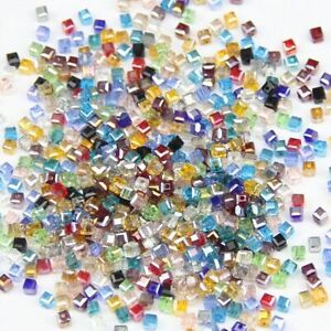 Square Shape Crystal Beads Transparent Loose Beads Jewelry Making Findings 100pc