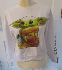 Star Wars White Grogu Baby Yoda Long Sleeve Crewneck Sweatshirt L (11/13) - Picture 1 of 5