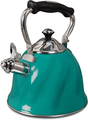 Green Stainless Steel Tea Kettle For Coffee Whistling Cordless Stovetop Pot New - Image 1 of 4