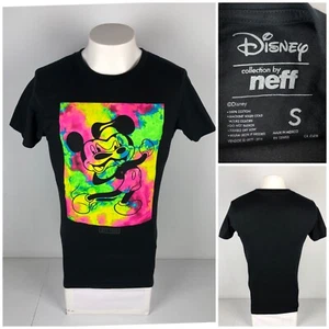 Disney Neff Mens Small Shirt Black Mickey Multicolor 100% Cotton Rare HTF EUC - Picture 1 of 7