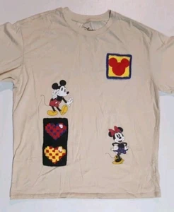 Disney Happy Moments Shirt Mickey Minnie AOP Large (11-13) Crochet Patches - Picture 1 of 7