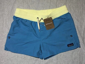 Patagonia Shorts Youth GIRLS XL (14) Costa Rica Baggies 3" Unlined Lago Blue NEW - Picture 1 of 8