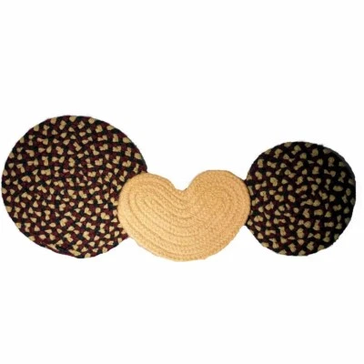 Farmhouse Style Braided Trivets Heart and Circles Set of 3 Hot Pad Table Mats - Image 1 of 4