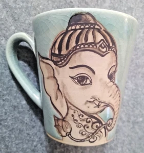Baby Ganesh Mug Aqua Ceramic Coffee Tea Cup New Nice Collectors Thailand - Bild 1 von 5