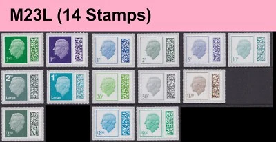 GB King Charles III Definitive M23L complete set 14 MNH 2023 - Image 1 of 4