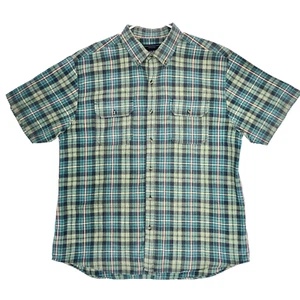North River Shirt Mens XL Teal Plaid Casual Preppy Grunge Button Down Camp - Picture 1 of 11