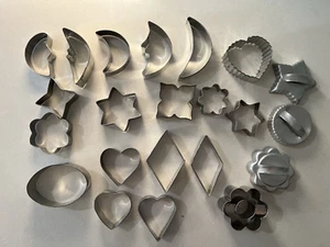 Vintage Metal Cookie /Scone Cutters - 22 Assorted Shapes inc Moon, Stars, Hearts - Picture 1 of 2
