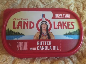 LAND O LAKES MANTEQUILLA LOGOTIPO INDIO MADIANO RETIRADO TAPA GRANDE SOLO EXCELENTE - Imagen 1 de 1