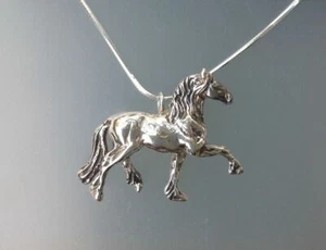 Friesian horse Sterling Silver pendant & chain Beverly Zimmer Equestrian jewelry - Picture 1 of 3