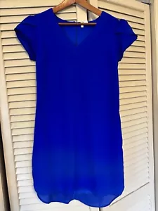 Japna T-Shirt Style Kleid Damen Medium Kurzarm V-Ausschnitt Kobaltblau - Bild 1 von 6