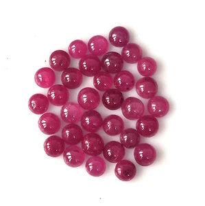Genuine Ruby Cabochon 3X3 mm Round Cut Natural Unheated Loose Gemstone 28 Pieces - Picture 1 of 4