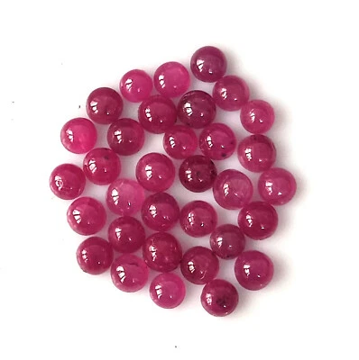 Genuine Ruby Cabochon 3X3 mm Round Cut Natural Unheated Loose Gemstone 28 Pieces - Image 1 of 4