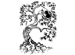 Twisting Tree 4 pcs 3 Inch Black Fused Glass Decals - Picture 1 of 1