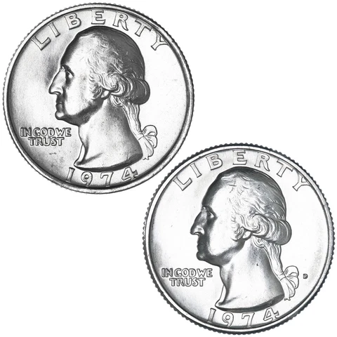 1974 P D Washington Quarter BU 2 Coin Year Set Cover