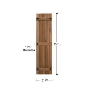 Design Board-N-Batten Shutters 15" x 75" Pair Handcrafted Indoor/Outdoor Cedar - Picture 1 of 5