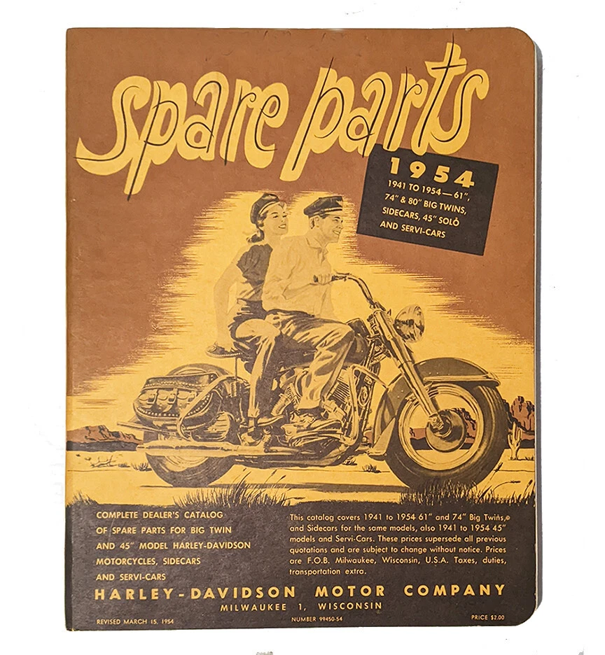 Factory SPARE PARTS Catalog Book for Harley 1941 - 1954 Big Twins