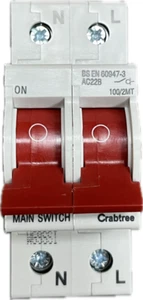 INTERRUPTOR PRINCIPAL CRABTREE 100A 100/2MT - Imagen 1 de 1