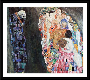 Death and Life by Gustav Klimt 75cm x 66.2cm Framed Black - Picture 1 of 2
