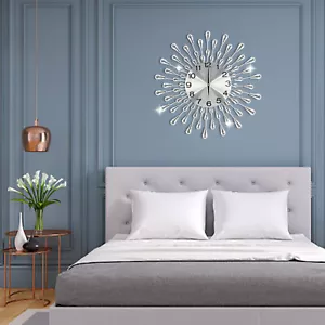 19.7 Inch Large Wall Clock Modern Big Crystal Non-Ticking Quiet Wall Clock Decor - Picture 1 of 18