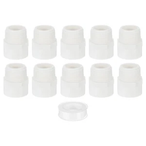 10Pcs 32mm 2-Way PVC Male Adapter Pipe Fitting with Sealant Tape (White) - Picture 1 of 7