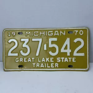 1970 Vintage Original Michigan gelb-weiß Nummernschild 237 542 - Bild 1 von 8