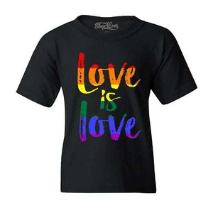 Love is Love Kids T-Shirt Gay Pride LGBTQ+ Rainbow Shirt - Picture 1 of 5