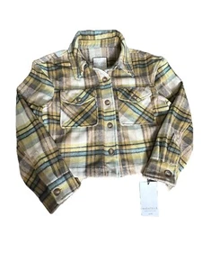 NWT Bagatelle Women's Medium Plaid Wool Blend Crop Fleece Jacket Shacket #F12-4 - Picture 1 of 11