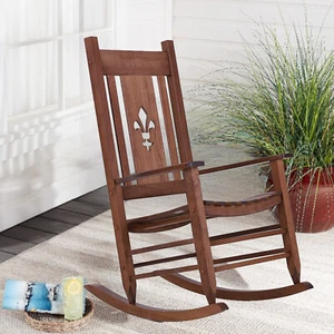 Wood Rocking Chair Traditional Porch Rocker for Outdoor Indoor Porch Patio Yard - Picture 1 of 12