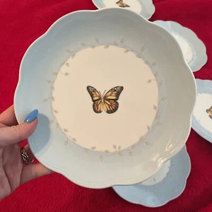 6er Set Lenox Monarch Schmetterling Wiese Salat Dessert Lunchteller 8 Zoll Baby blau - Bild 1 von 5