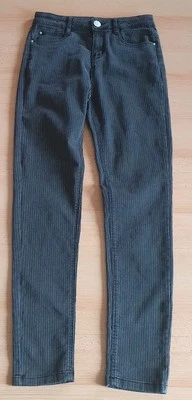 Mädchen Jeans, Stretchjeans, gestreift,schwarz,C&A,here & there,Gr. 164,5 Pocket - Bild 1 von 4