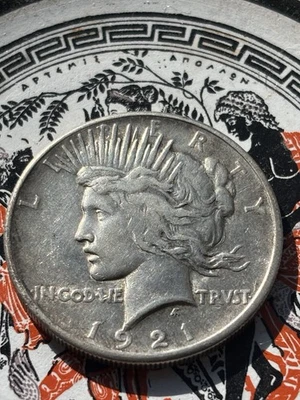 Dólar de la paz de plata en alto relieve 1921 fecha clave Foto 1 de 4