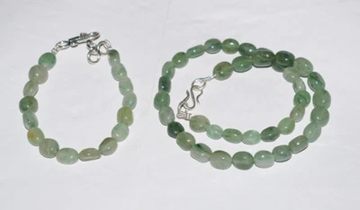 Verde Avventurina Gemma 925 Argento Sterling a Mano 5 " Braccialetti 16 " - Immagine 1 di 4
