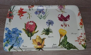 Melamine Vintage Serving Tray Gold Label - Flowers Floral  15 inch - Please Read - Picture 1 of 13