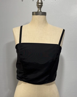 Old Navy The Occasion Cropped Tube Tank Top Sz S Black Smocked Strappy Coquette - Image 1 of 4