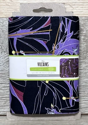 MALEFICENT Disney Villains Licensed Cotton Fabric 1 Yard x 43" Black/Purple - Image 1 of 4