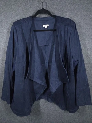 Chaqueta J.Jill Mujer Imitación Gamuza Frente Abierto Azul Marino Talla P XL Cascada Cortina Foto 1 de 4