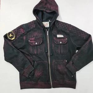 Sudadera con Capucha Carga Y2K Affliction Dry Goods Negra Premium Estándar con Cremallera XL De Colección - Imagen 1 de 17