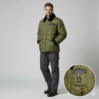 Chaqueta de Trabajo RefrigiWear Iron-Tuff Acolchada Forrada Cuello de Piel Verde Oliva XL Foto 1 de 4