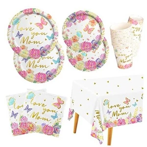  Mother's Day Party Supplies, Serve 25, Includes: Paper Dinner Plates, 25 Sets - Picture 1 of 7