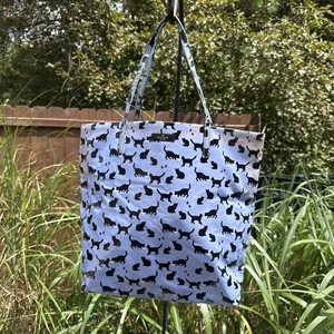 Kate Spade Black Cat Periwinkle Tote Bag Handbag Purse - Picture 1 of 9